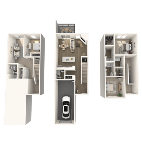 Floor plan for 3 beds, 3.5 baths, 2016 sqft